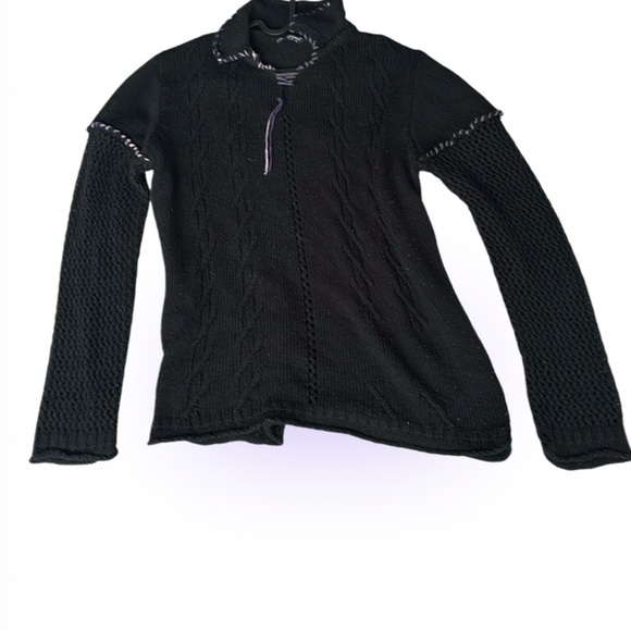 SERIANNO by Seir black patchwork Mesh Mens long sleeve sweater Sz XL - Picture 13 of 13